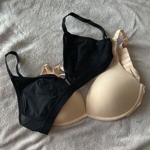 2 bra Set NEW Lively Wireless Bra & Bralette Black & Cream Size 1 32DD 32DDD